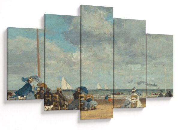 Obraz - Eugène Boudin, Beach at Trouville, reprodukcia (150x105 cm)
