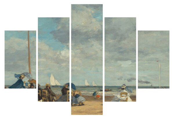 Obraz - Eugène Boudin, Beach at Trouville, reprodukcia (150x105 cm)