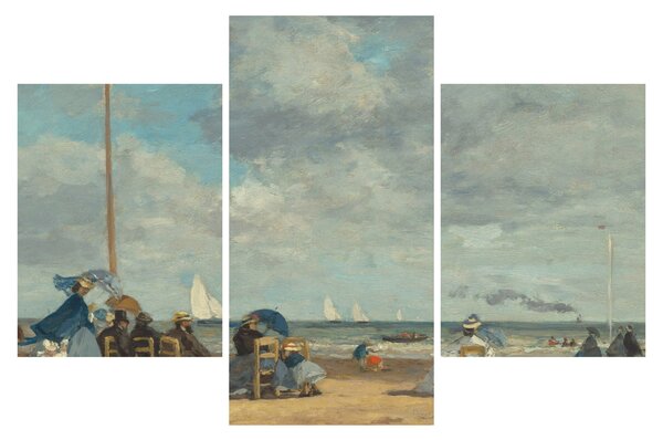 Obraz - Eugène Boudin, Beach at Trouville, reprodukcia (90x60 cm)
