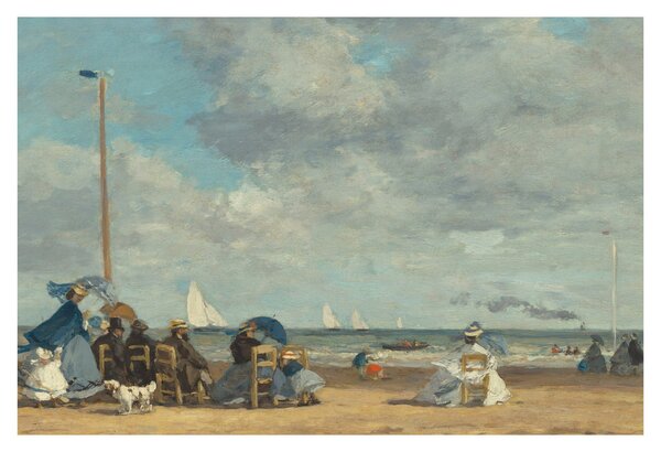 Obraz - Eugène Boudin, Beach at Trouville, reprodukcia (90x60 cm)