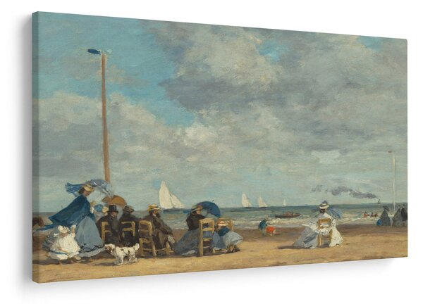 Obraz - Eugène Boudin, Beach at Trouville, reprodukcia (90x60 cm)