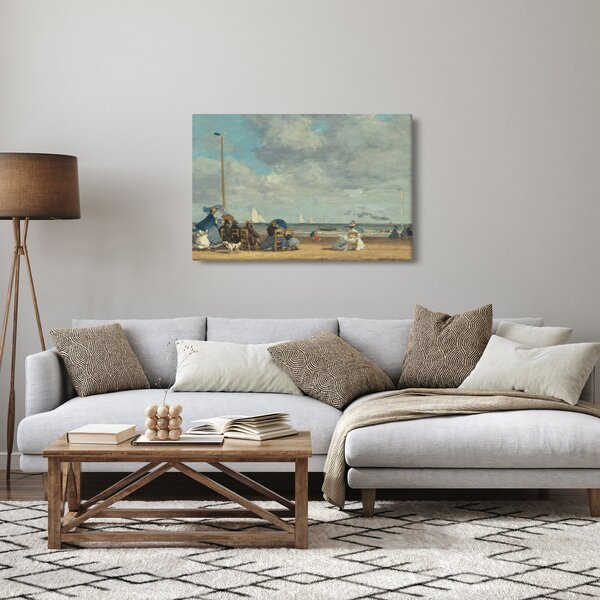 Obraz - Eugène Boudin, Beach at Trouville, reprodukcia (90x60 cm)