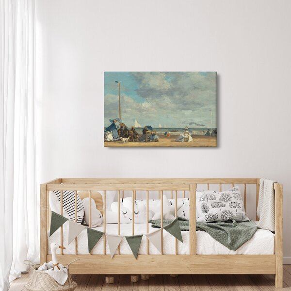 Obraz - Eugène Boudin, Beach at Trouville, reprodukcia (90x60 cm)