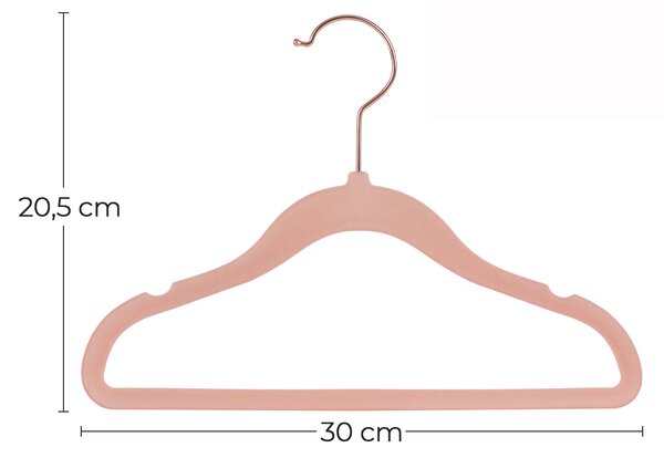 SONGMICS Plastové vešiaky, 50 ks, 30 x 20,5 cm, ružové