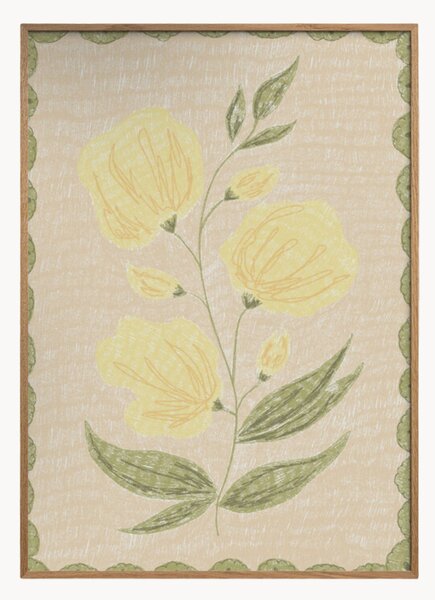 Nástenná dekorácia v ráme Butter Yellow Flowers No. 03