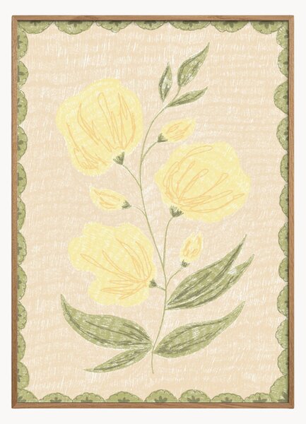 Nástenná dekorácia v ráme Butter Yellow Flowers No. 03