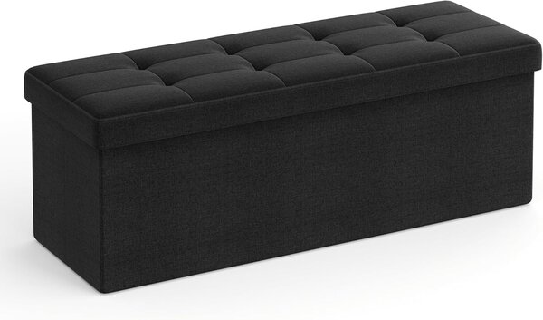 SONGMICS Stolička s úložným priestorom, 110 x 38 x 38 cm, čierna