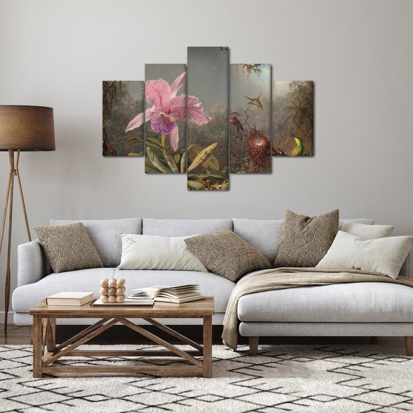 Obraz - Martin Johnson Heade, Cattleya Orchid and Three Hummingbirds, reprodukcia (150x105 cm)