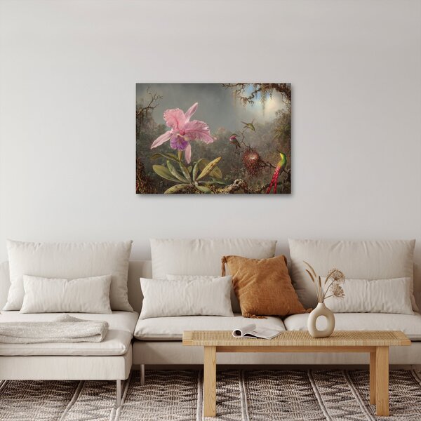 Obraz - Martin Johnson Heade, Cattleya Orchid and Three Hummingbirds, reprodukcia (70x50 cm)