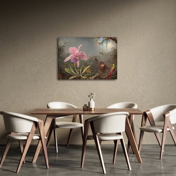 Obraz - Martin Johnson Heade, Cattleya Orchid and Three Hummingbirds, reprodukcia (70x50 cm)