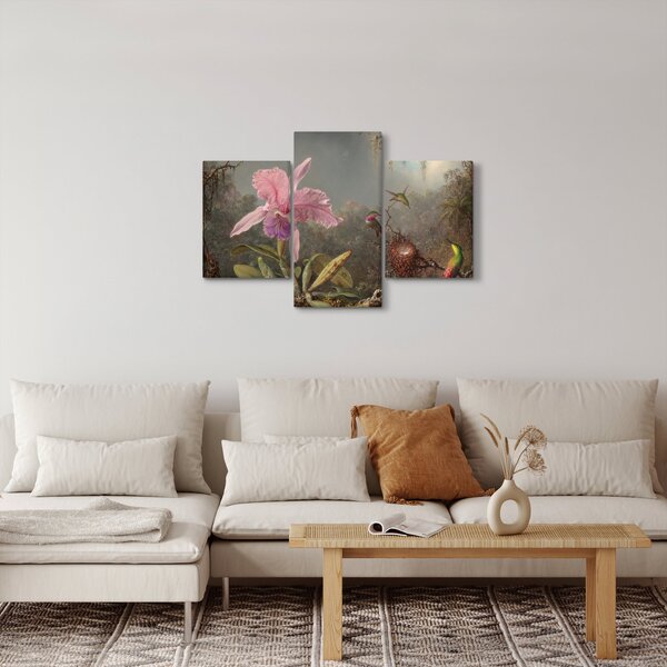 Obraz - Martin Johnson Heade, Cattleya Orchid and Three Hummingbirds, reprodukcia (90x60 cm)