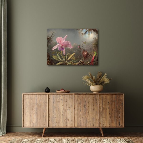 Obraz - Martin Johnson Heade, Cattleya Orchid and Three Hummingbirds, reprodukcia (70x50 cm)