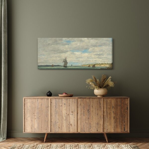 Obraz - Eugène Boudin, Coast of Brittany, reprodukcia (120x50 cm)