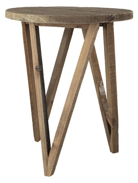 Drevený dekoračný antik stolík na kvetinu - Ø 30*36 cm - Clayre & Eef