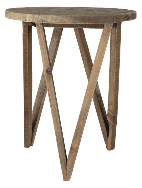 Drevený dekoračný antik stolík na kvetinu - Ø 30*36 cm - Clayre & Eef