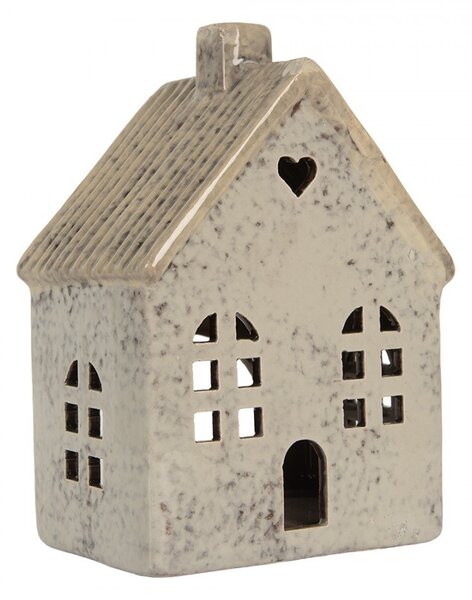 Sivý keramický domček na čajovú sviečku Lamont - 11*7*16 cm - Clayre & Eef