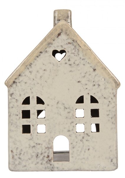 Sivý keramický domček na čajovú sviečku Lamont - 11*7*16 cm - Clayre & Eef