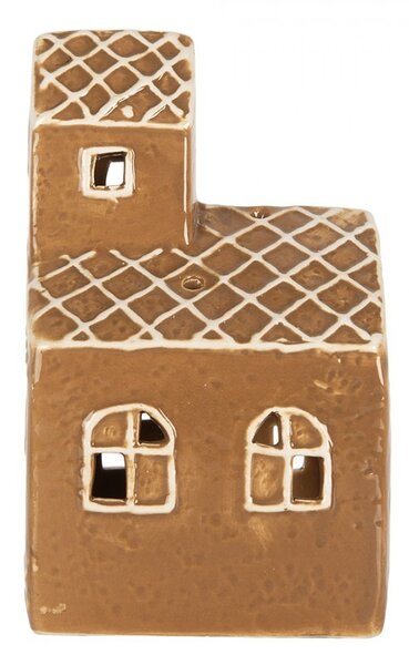 Hnedá chalúpka na čajovú sviečku Gingerbread Cott - 10*10*16 cm - Clayre & Eef