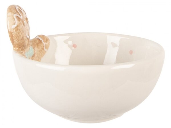Biela keramická miska perníček Gingerbread Man - Ø 13*9 cm / 250 ml - Clayre & Eef