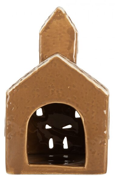Hnedá chalúpka na čajovú sviečku Gingerbread Cott - 10*10*16 cm - Clayre & Eef