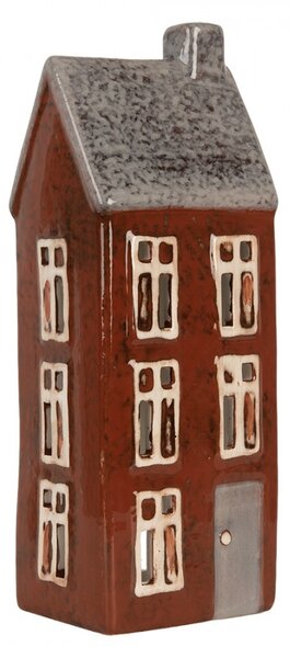 Hnedý keramický domček na čajovú sviečku Lamont - 10*7*26 cm - Clayre & Eef