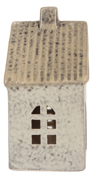 Sivý keramický domček na čajovú sviečku Lamont - 11*7*16 cm - Clayre & Eef