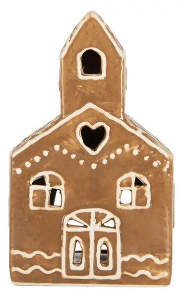 Hnedá chalúpka na čajovú sviečku Gingerbread Cott - 10*10*16 cm - Clayre & Eef