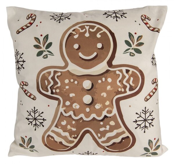 Béžová obliečka na vankúš s perníčkom - 45*45 cm - Clayre & Eef