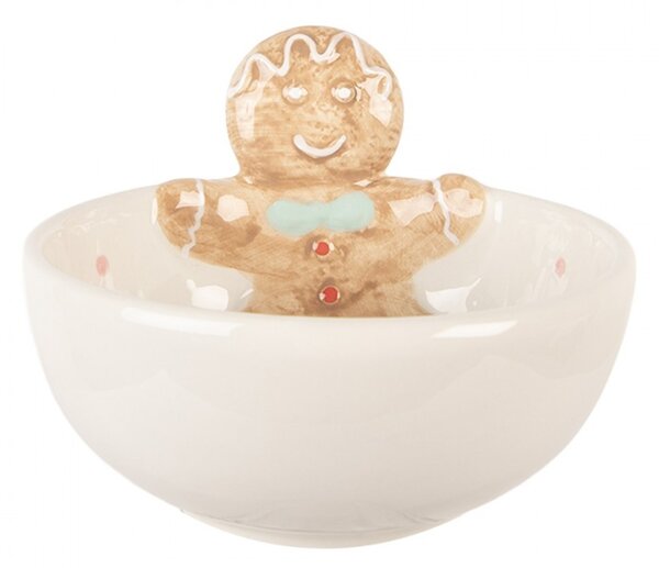 Biela keramická miska perníček Gingerbread Man - Ø 13*9 cm / 250 ml - Clayre & Eef