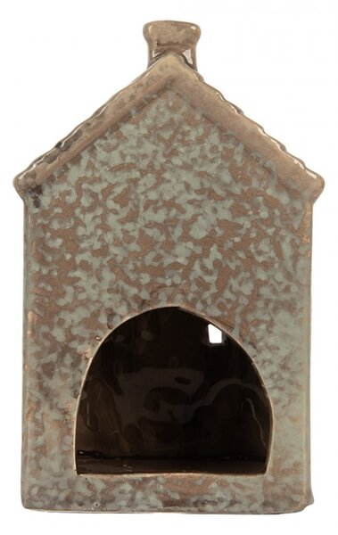 Zelený keramický domček na čajovú sviečku Lamont - 10*8*15 cm - Clayre & Eef