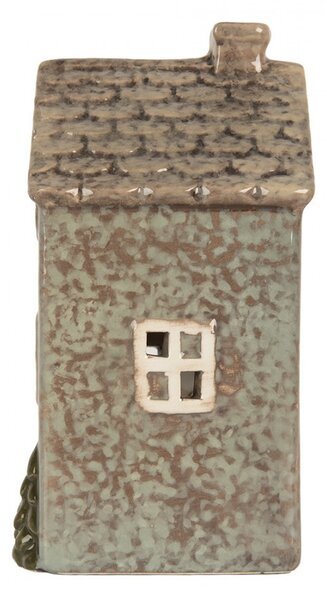 Zelený keramický domček na čajovú sviečku Lamont - 10*8*15 cm - Clayre & Eef