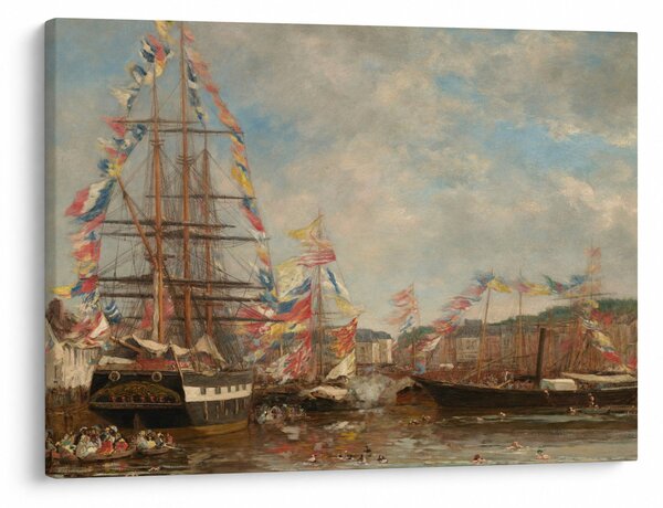 Obraz - Eugène Boudin, Festival in the Harbor of Honfleur, reprodukcia (70x50 cm)