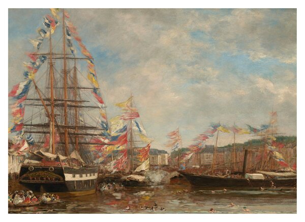 Obraz - Eugène Boudin, Festival in the Harbor of Honfleur, reprodukcia (70x50 cm)