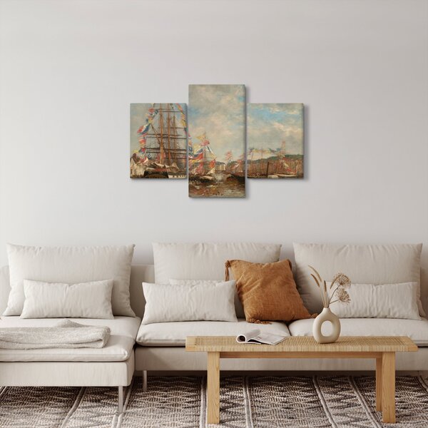 Obraz - Eugène Boudin, Festival in the Harbor of Honfleur, reprodukcia (90x60 cm)