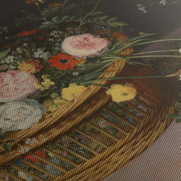 Obraz - Jan Brueghel the Elder, Flowers in a Basket and a Vase, reprodukcia (90x60 cm)