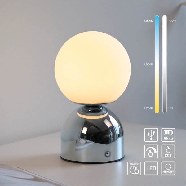 Schöner Wohnen 19218-17 - LED stmievateľná stolná lampa RUDI LED/1,2W/5V lesklý chróm