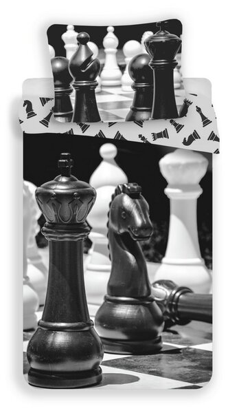 Jerry Fabrics Bavlnené obliečky Šachy, 140 x 200 cm, 70 x 90 cm