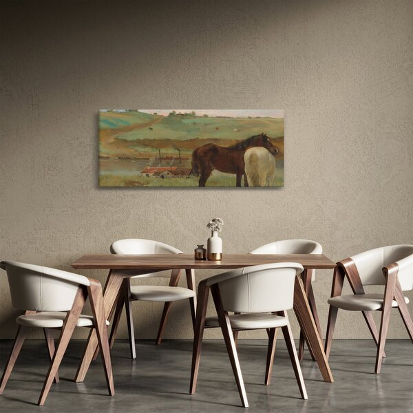 Obraz - Edgar Degas, Horses in a Meadow, reprodukcia (120x50 cm)