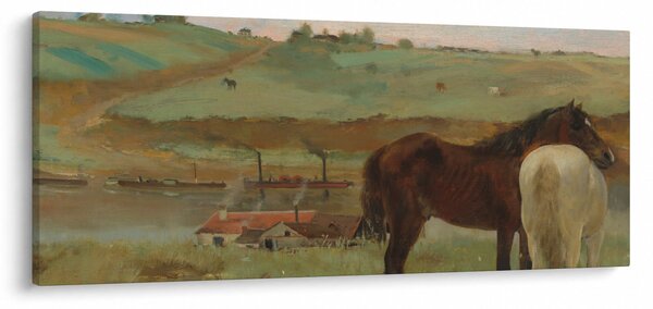 Obraz - Edgar Degas, Horses in a Meadow, reprodukcia (120x50 cm)