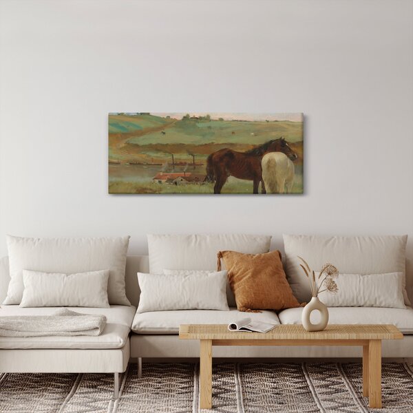 Obraz - Edgar Degas, Horses in a Meadow, reprodukcia (120x50 cm)