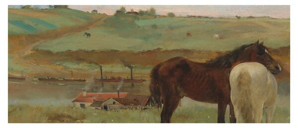 Obraz - Edgar Degas, Horses in a Meadow, reprodukcia (120x50 cm)