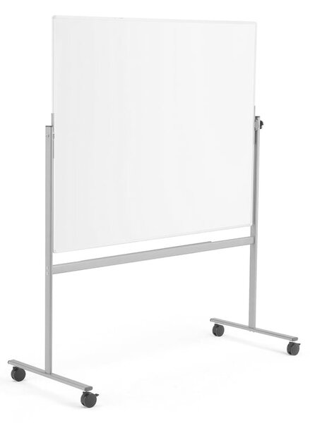 Biela magnetická tabuľa s kolieskami DORIS, obojstranná, 1505x1205 mm