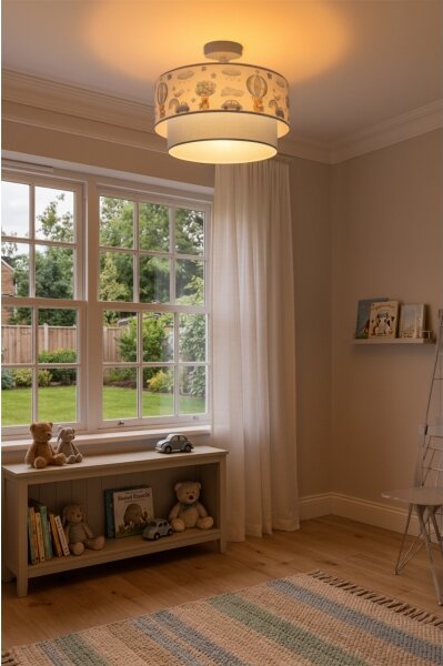Brilagi-LED Detský prisadený luster BOBO 1xE27/60W/230V pr.40cm krém./modrá/medvedík