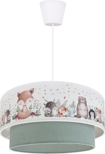 Brilagi- LED detský luster na lanku BOBO 1xE27/60W/230V pr. 40 cm biela/zelená/so zvieratkami