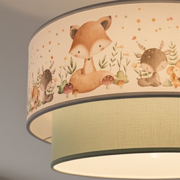 Brilagi- LED detský luster na lanku BOBO 1xE27/60W/230V pr. 40 cm biela/zelená/so zvieratkami