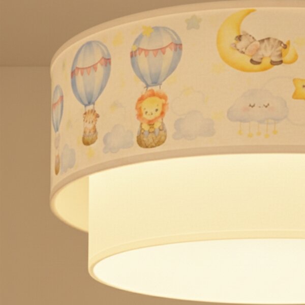 Brilagi - LED detský luster na lanku BOBO 1xE27/60W/230V pr.40 cm biela/béžová/s motívom zvierat