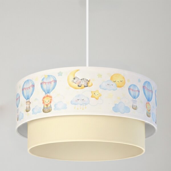 Brilagi - LED detský luster na lanku BOBO 1xE27/60W/230V pr.40 cm biela/béžová/s motívom zvierat