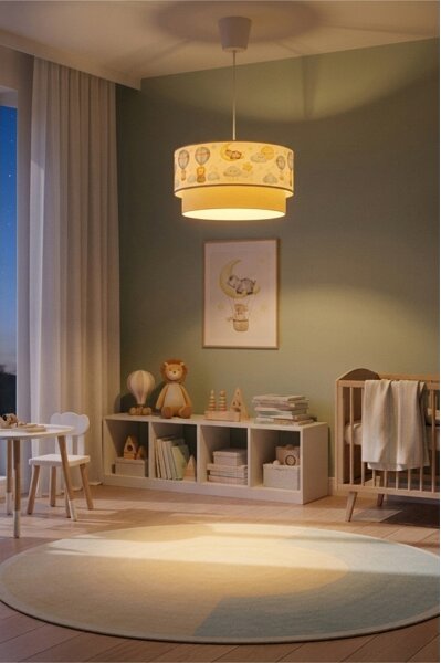 Brilagi - LED detský luster na lanku BOBO 1xE27/60W/230V pr.40 cm biela/béžová/s motívom zvierat