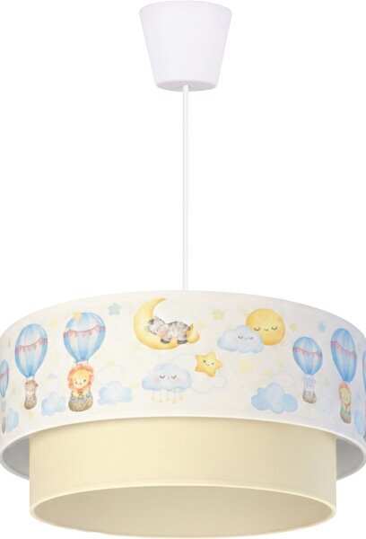 Brilagi - LED detský luster na lanku BOBO 1xE27/60W/230V pr.40 cm biela/béžová/s motívom zvierat
