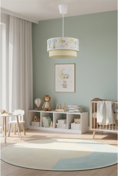 Brilagi - LED detský luster na lanku BOBO 1xE27/60W/230V pr.40 cm biela/béžová/s motívom zvierat